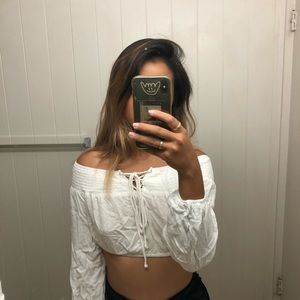 White off shoulder top